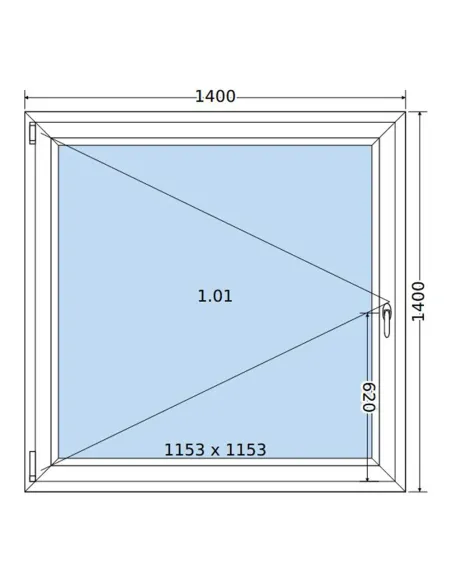 Okno PCV 140 x 140 cm Rozwierne Trzyszybowe Salamander BluEvolution 82