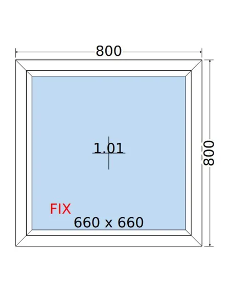 Okno PCV 80 x 80 cm FIX (Stałe) Dwuszybowe Salamander GreenEvolution 76