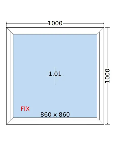 Okno PCV 100 x 100 cm FIX (Stałe) Dwuszybowe Salamander GreenEvolution 76