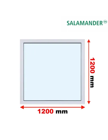 Okno PCV 120 x 120 cm FIX (Stałe) Dwuszybowe Salamander GreenEvolution 76