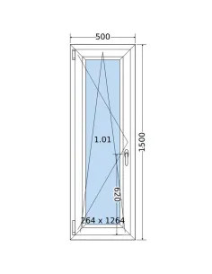 Okno PCV 50 x 150 cm Rozwierno-Uchylne Dwuszybowe Salamander GreenEvolution 76 2