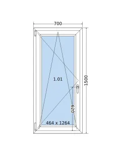 Okno PCV 70 x 150 cm Rozwierno-Uchylne Dwuszybowe Salamander GreenEvolution 76 2