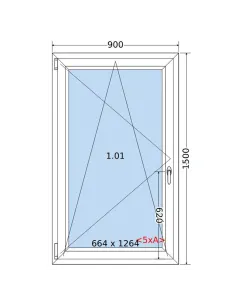 Okno PCV 90 x 150 cm Rozwierno-Uchylne Dwuszybowe Salamander GreenEvolution 76 2
