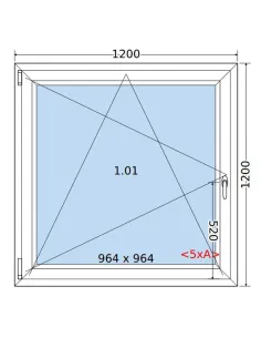 Okno PCV 120 x 120 cm Rozwierno-Uchylne Dwuszybowe Salamander GreenEvolution 76 2