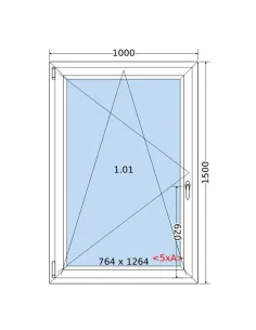 Okno PCV 100 x 150 cm Rozwierno-Uchylne Dwuszybowe Salamander GreenEvolution 76 2