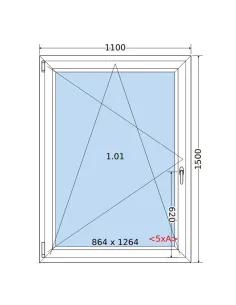Okno PCV 110 x 150 cm Rozwierno-Uchylne Dwuszybowe Salamander GreenEvolution 76 2