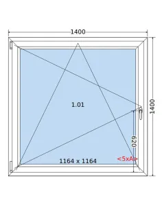 Okno PCV 140 x 140 cm Rozwierno-Uchylne Dwuszybowe Salamander GreenEvolution 76 2
