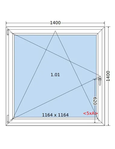 Okno PCV 140 x 140 cm Rozwierno-Uchylne Dwuszybowe Salamander GreenEvolution 76
