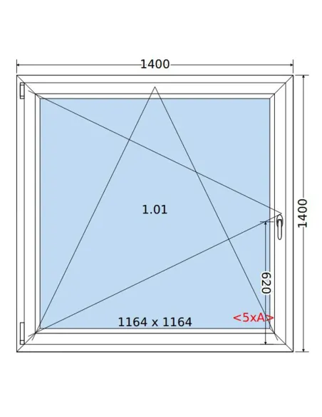 Okno PCV 140 x 140 cm Rozwierno-Uchylne Dwuszybowe Salamander GreenEvolution 76