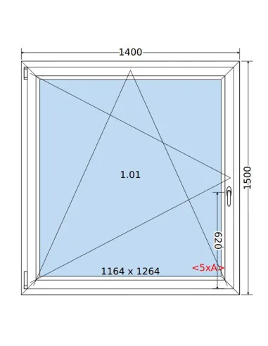 Okno PCV 140 x 150 cm Rozwierno-Uchylne Dwuszybowe Salamander GreenEvolution 76