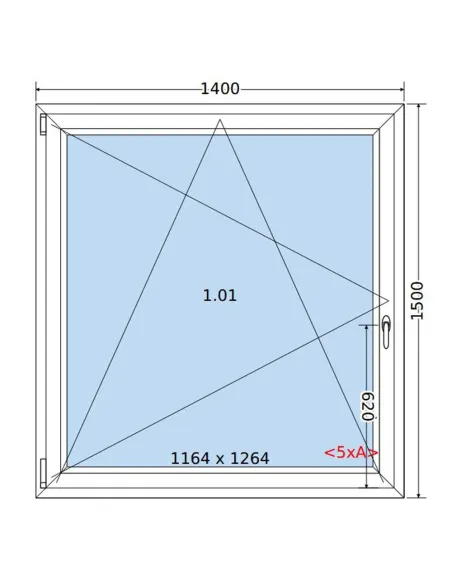 Okno PCV 140 x 150 cm Rozwierno-Uchylne Dwuszybowe Salamander GreenEvolution 76