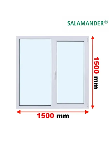 Okno PCV 150 x 150 cm Rozwierno-Uchylne-FIX Dwuszybowe Salamander GreenEvolution 76