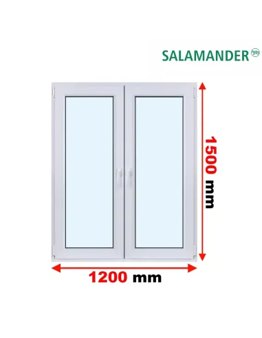 Okno PCV 120 x 150 cm Rozwierne-Rozwierno-Uchylne Dwuszybowe Salamander GreenEvolution 76