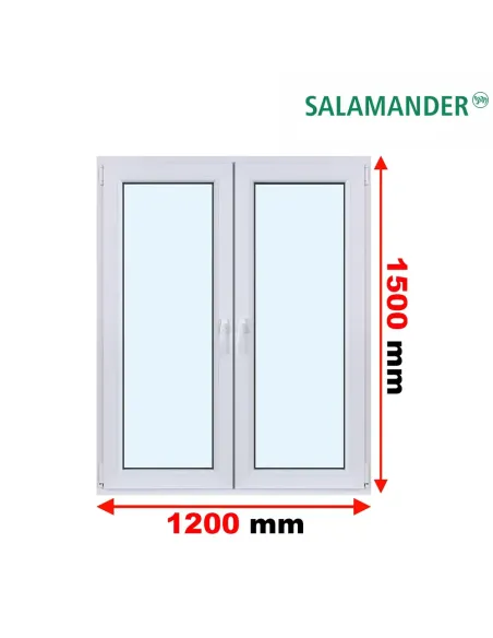 Okno PCV 120 x 150 cm Rozwierne-Rozwierno-Uchylne Dwuszybowe Salamander GreenEvolution 76