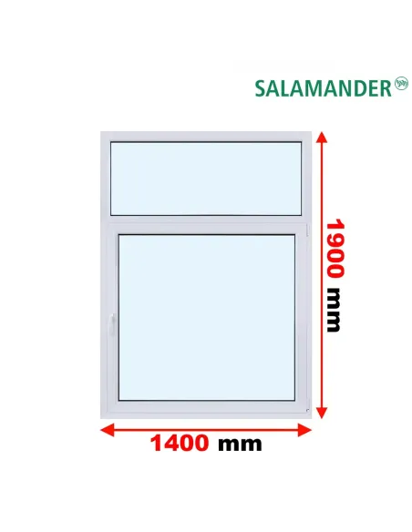 Okno PCV 140 x 190 cm FIX-Rozwierno-Uchylne Dwuszybowe Salamander GreenEvolution 76