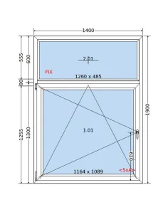 Okno PCV 140 x 190 cm FIX-Rozwierno-Uchylne Dwuszybowe Salamander GreenEvolution 76 2