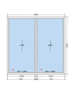 Okno PCV 200 x 200 cm FIX-FIX (Stałe) Dwuszybowe Salamander GreenEvolution 76 2