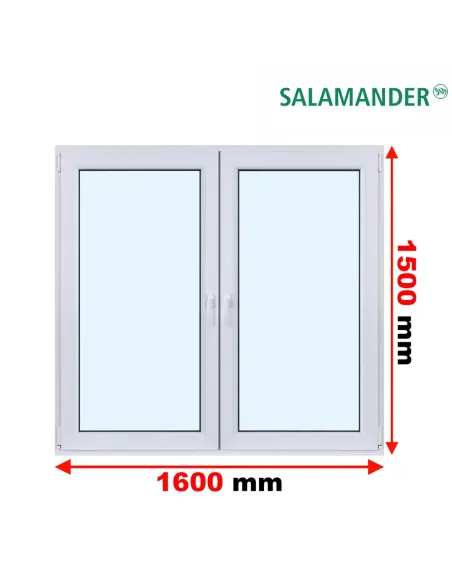 Okno PCV 160 x 150 cm Rozwierne-Rozwierno-Uchylne Dwuszybowe Salamander GreenEvolution 76