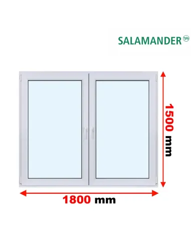 Okno PCV 180 x 150 cm Rozwierne-Rozwierno-Uchylne Dwuszybowe Salamander GreenEvolution 76
