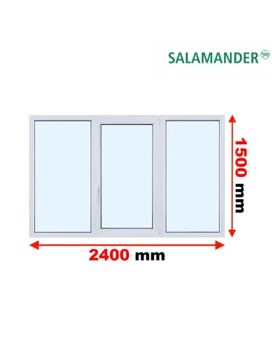 Okno PCV 240 x 150 cm FIX-Rozwierno-Uchylne-FIX Dwuszybowe Salamander GreenEvolution 76