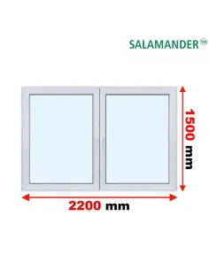Okno PCV 220 x 150 cm Rozwierne-Rozwierno-Uchylne Dwuszybowe Salamander GreenEvolution 76