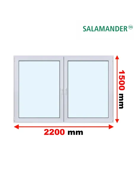 Okno PCV 220 x 150 cm Rozwierne-Rozwierno-Uchylne Dwuszybowe Salamander GreenEvolution 76