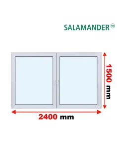 Okno PCV 240 x 150 cm Rozwierne-Rozwierno-Uchylne Dwuszybowe Salamander GreenEvolution 76