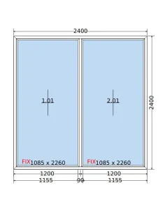 Okno PCV 240 x 240 cm FIX-FIX (Stałe) Dwuszybowe Salamander GreenEvolution 76 2