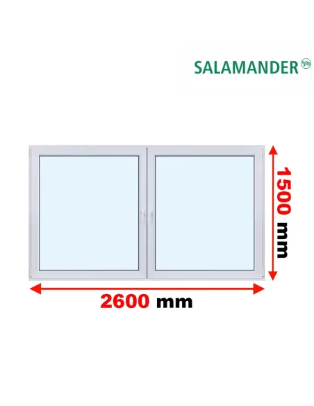 Okno PCV 260 x 150 cm Rozwierne-Rozwierno-Uchylne Dwuszybowe Salamander GreenEvolution 76
