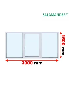 Okno PCV 300 x 150 cm FIX-Rozwierno-Uchylne-FIX Dwuszybowe Salamander GreenEvolution 76
