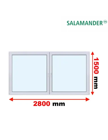 Okno PCV 280 x 150 cm Rozwierne-Rozwierno-Uchylne Dwuszybowe Salamander GreenEvolution 76