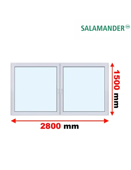 Okno PCV 280 x 150 cm Rozwierne-Rozwierno-Uchylne Dwuszybowe Salamander GreenEvolution 76