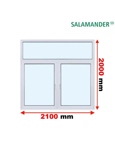 Okno PCV 210 x 200 cm FIX-Rozwierne-Rozwierno-Uchylne Dwuszybowe Salamander GreenEvolution 76
