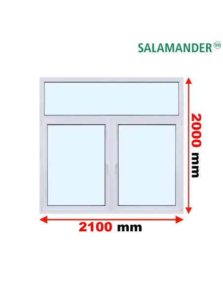 Okno PCV 210 x 200 cm FIX-Rozwierne-Rozwierno-Uchylne Dwuszybowe Salamander GreenEvolution 76