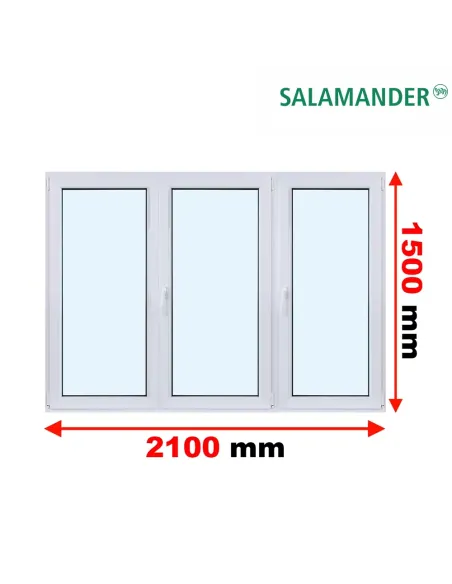 Okno PCV 210 x 150 cm Rozwierne-Rozwierno-Uchylne-Rozwierne Dwuszybowe Salamander GreenEvolution 76