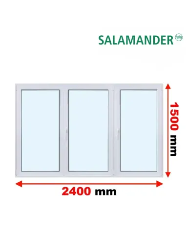 Okno PCV 240 x 150 cm Rozwierne-Rozwierno-Uchylne-Rozwierne Dwuszybowe Salamander GreenEvolution 76