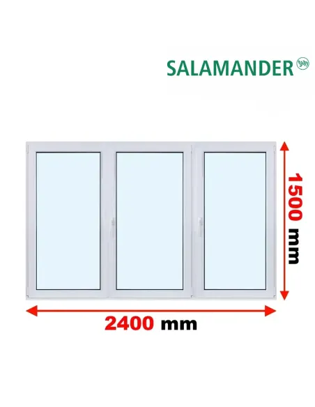Okno PCV 240 x 150 cm Rozwierne-Rozwierno-Uchylne-Rozwierne Dwuszybowe Salamander GreenEvolution 76