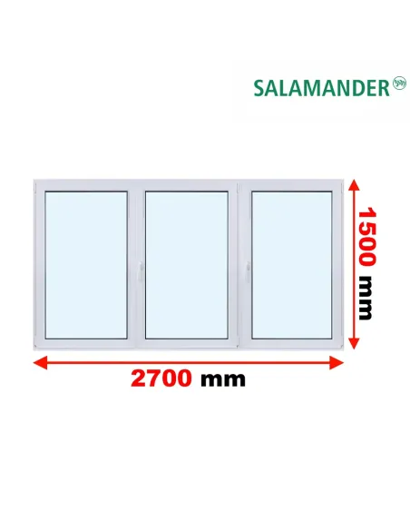 Okno PCV 270 x 150 cm Rozwierne-Rozwierno-Uchylne-Rozwierne Dwuszybowe Salamander GreenEvolution 76