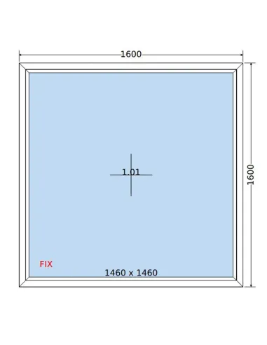 Okno PCV 160 x 160 cm FIX (Stałe) Dwuszybowe Salamander GreenEvolution 76