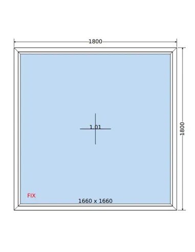 Okno PCV 180 x 180 cm FIX (Stałe) Dwuszybowe Salamander GreenEvolution 76