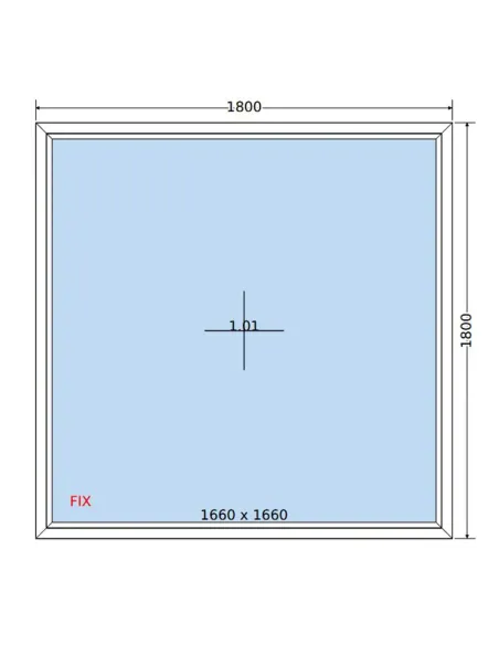 Okno PCV 180 x 180 cm FIX (Stałe) Dwuszybowe Salamander GreenEvolution 76