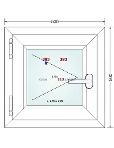 Okno PCV 50 x 50 cm Rozwierne Trzyszybowe Gealan Linear 2