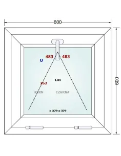 Okno PCV 60 x 60 cm Uchylne Trzyszybowe Gealan Linear 2