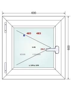 Okno PCV 60 x 60 cm Rozwierne Trzyszybowe Gealan Linear 2