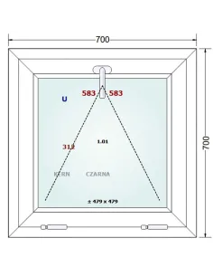Okno PCV 70 x 70 cm Uchylne Trzyszybowe Gealan Linear 2