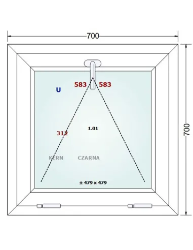 Okno PCV 70 x 70 cm Uchylne Trzyszybowe Gealan Linear