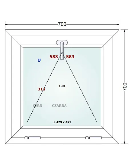 Okno PCV 70 x 70 cm Uchylne Trzyszybowe Gealan Linear