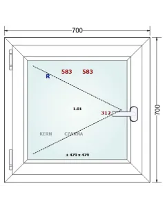 Okno PCV 70 x 70 cm Rozwierne Trzyszybowe Gealan Linear 2