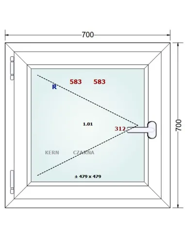 Okno PCV 70 x 70 cm Rozwierne Trzyszybowe Gealan Linear
