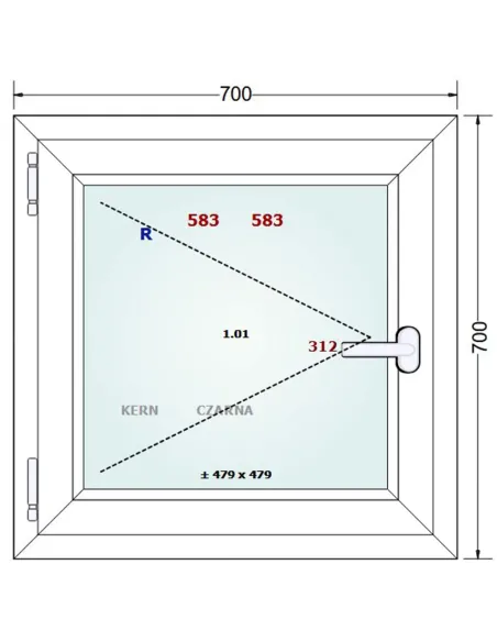Okno PCV 70 x 70 cm Rozwierne Trzyszybowe Gealan Linear